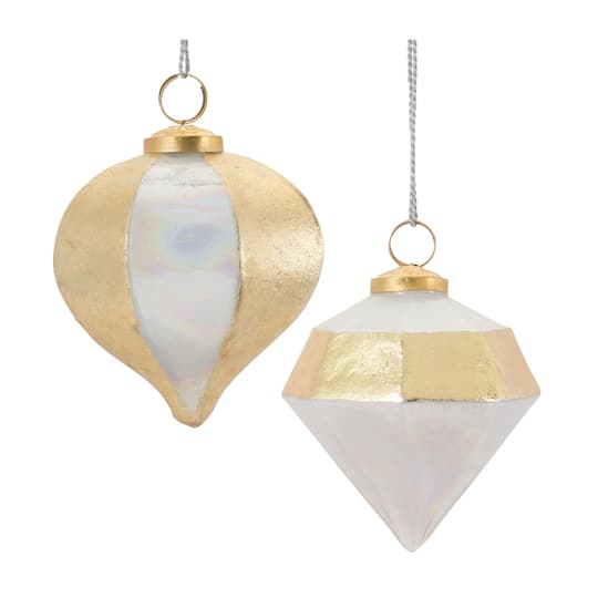 Gold Iridescent Glass Ornament Set